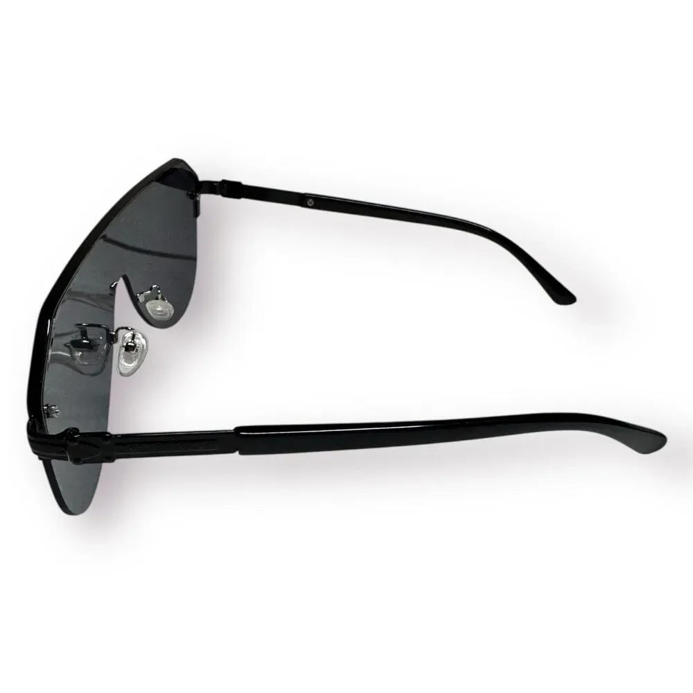 Shield Style Black Aviator Sunglasses‎ Sleek Shades Unisex 61-143mm